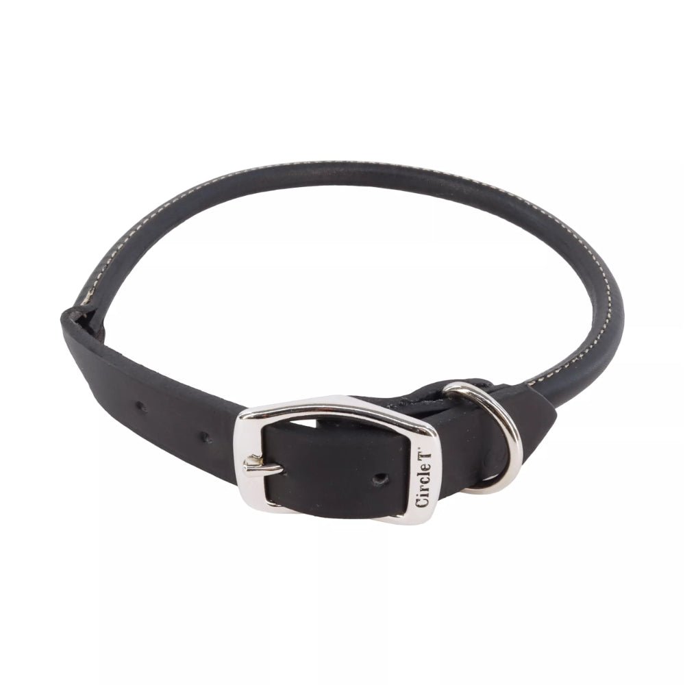 Circle T Black Oak Tanned Leather Rolled Collar for Dogs | FINAL SALE