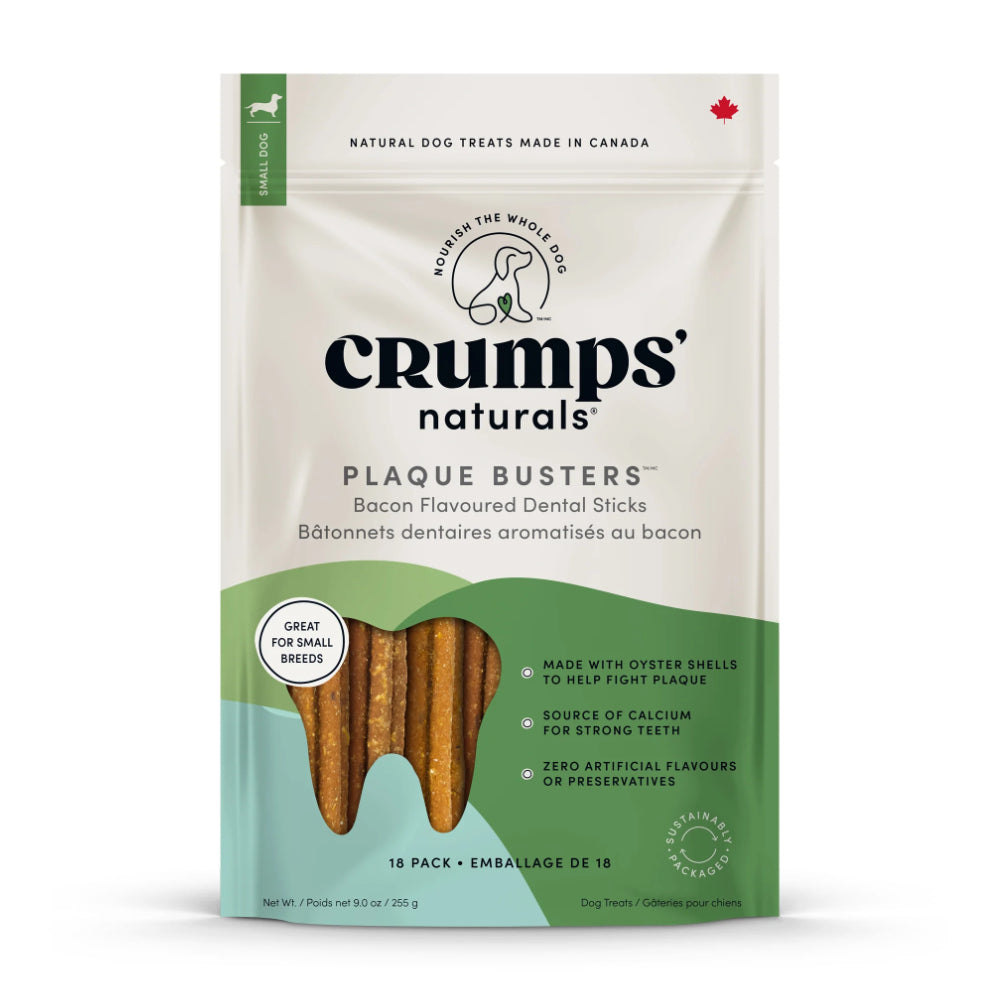 Crumps' Naturals Plaque Busters Bacon Dental Sticks Dog Treats
