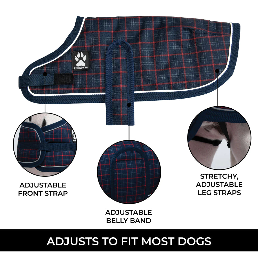 Shedrow K9 Navy Plaid Glacier Coat for Dogs