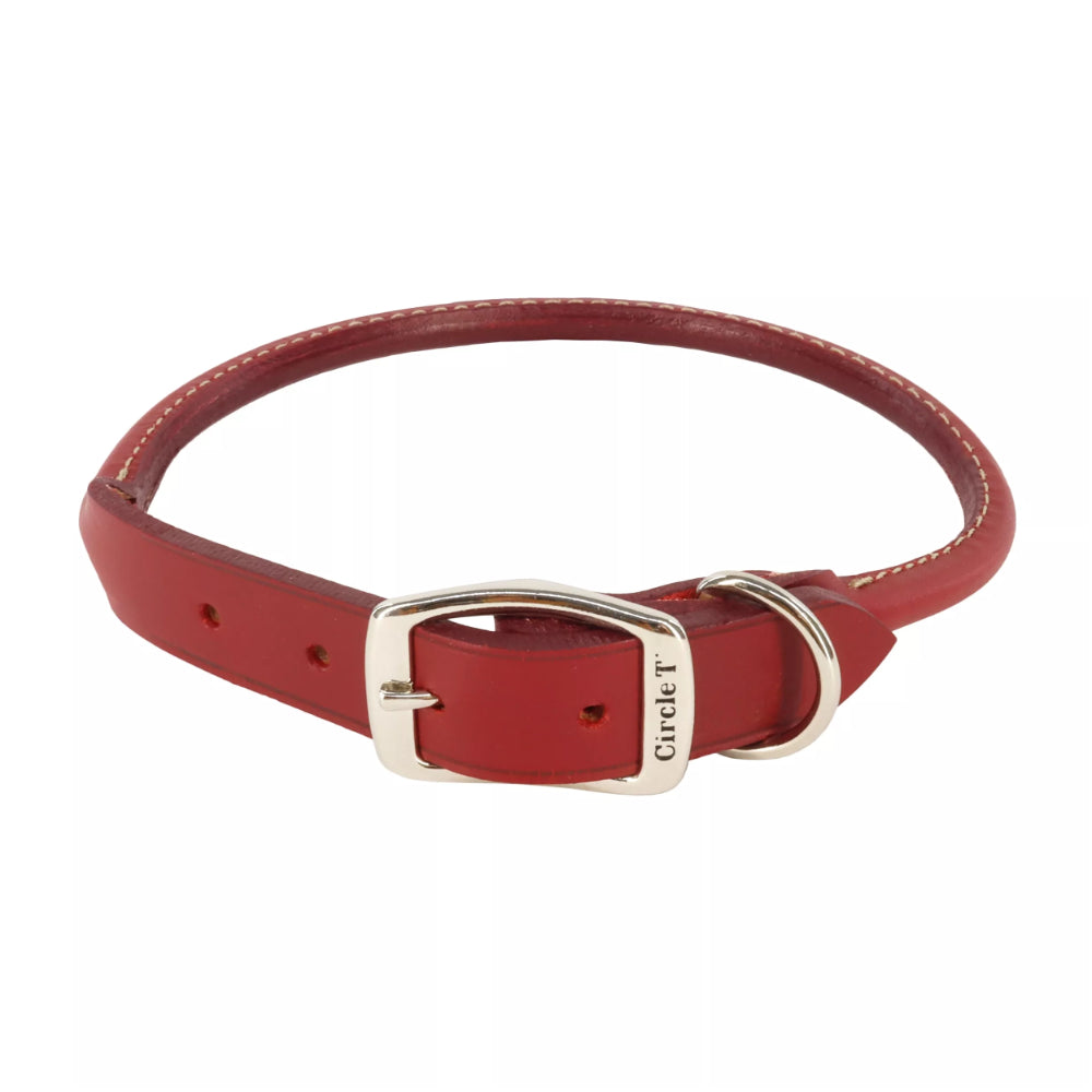 Circle T Red Oak Tanned Rolled Leather Collar for Dogs | FINAL SALE