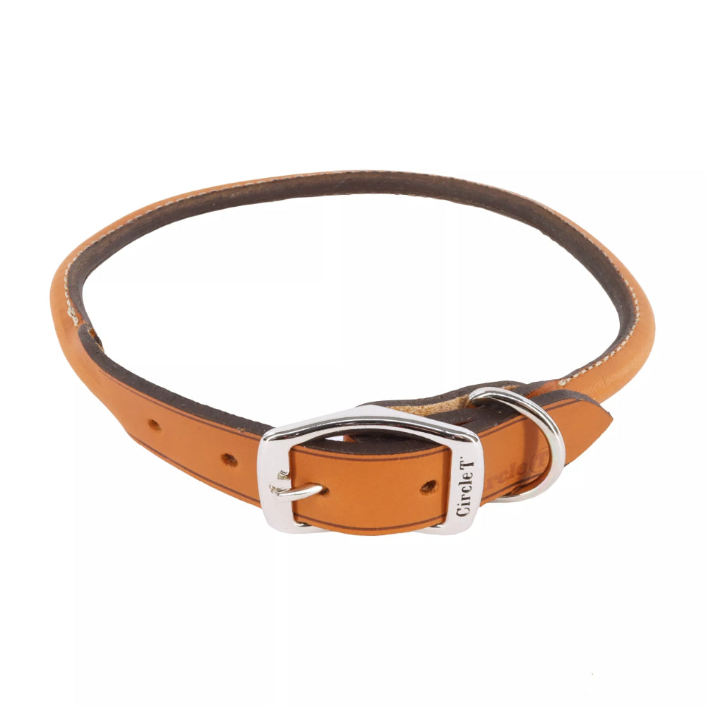 Circle T Tan Oak Tanned Rolled Leather Collar for Dogs | FINAL SALE