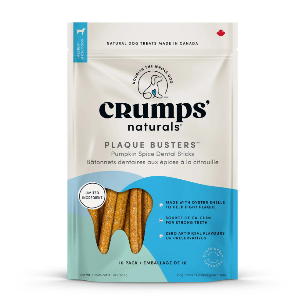 Crumps' Naturals Plaque Busters Pumpkin Spice Dental Sticks Dog Treats