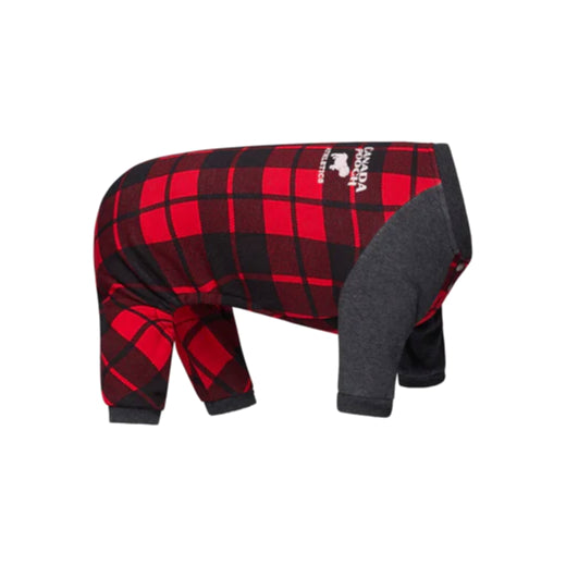 Canada Pooch Red Plaid Frosty Fleece Onesie for Dogs