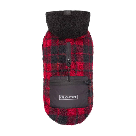 Canada Pooch Red Plaid Cool Factor Hoodie for Dogs