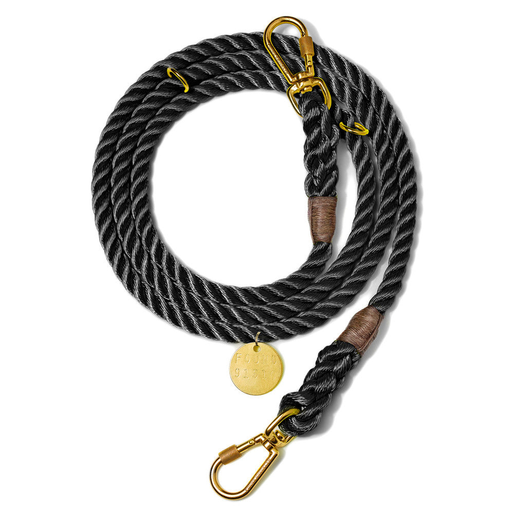 Found My Animal Black Adjustable Rope Leash for Dogs