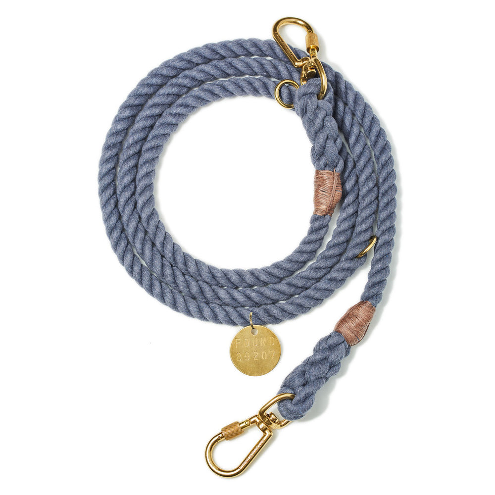 Found My Animal Blue Jean Up-cycled Adjustable Rope Leash for Dogs
