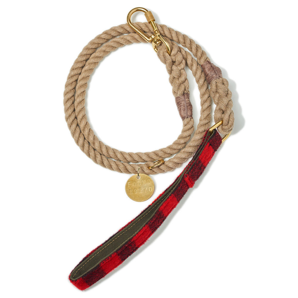 Found My Animal Buffalo Plaid Standard Rope Leash for Dogs