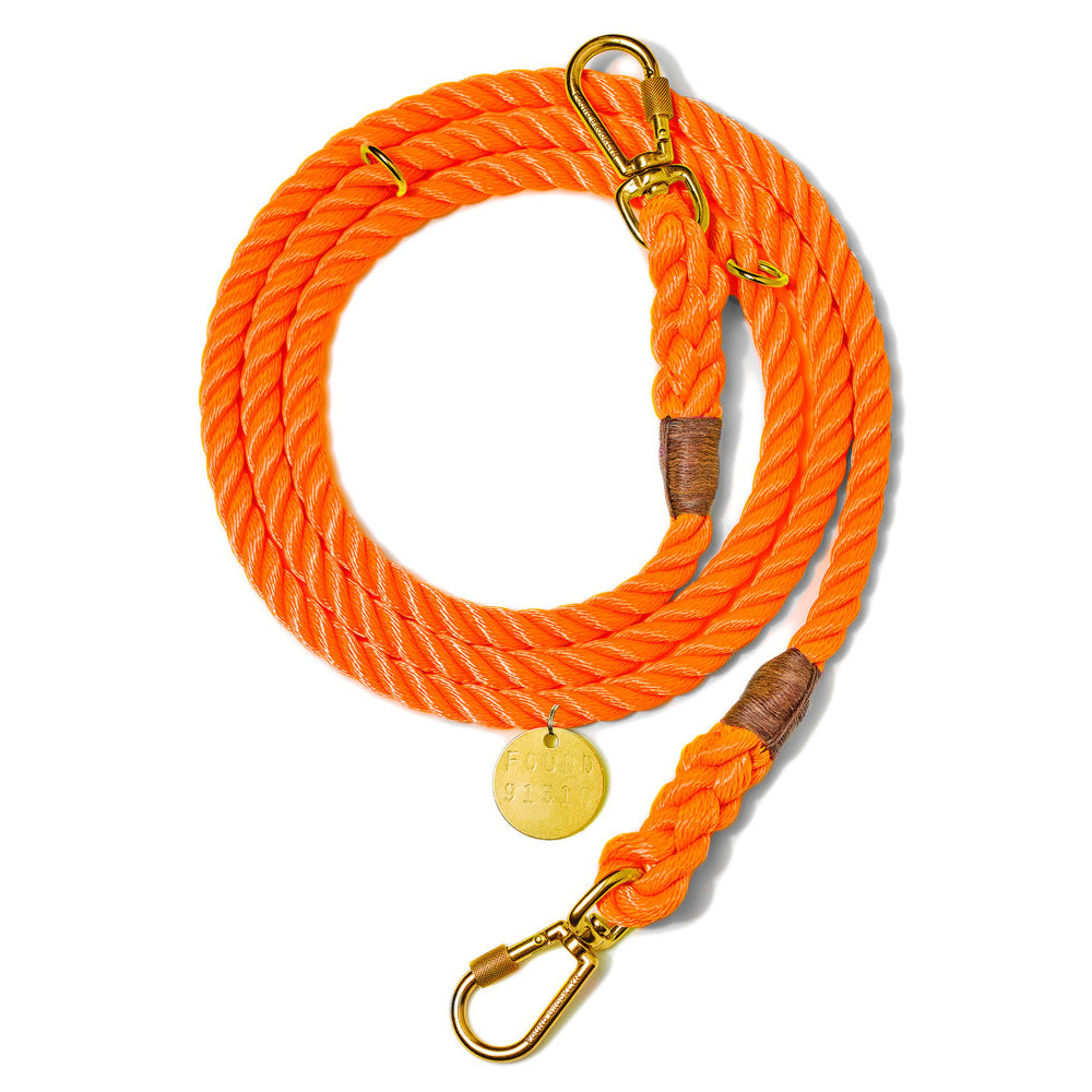 Found My Animal Orange Adjustable Rope Leash for Dogs