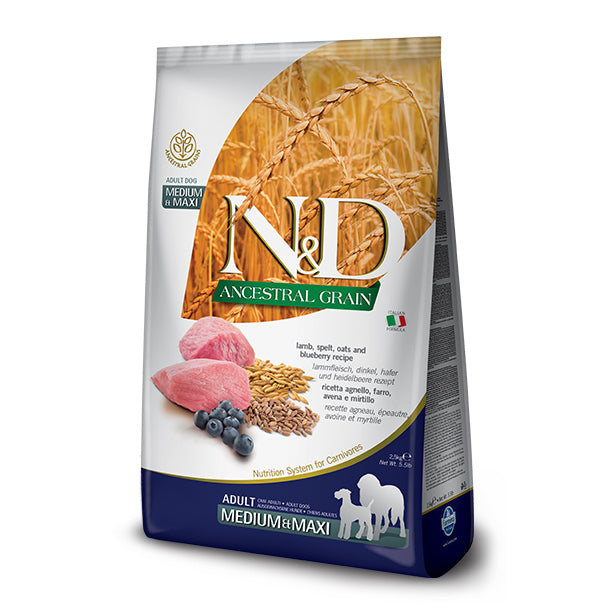 Farmina N&D Ancestral Grain Lamb & Blueberry Med/Maxi Dog Food