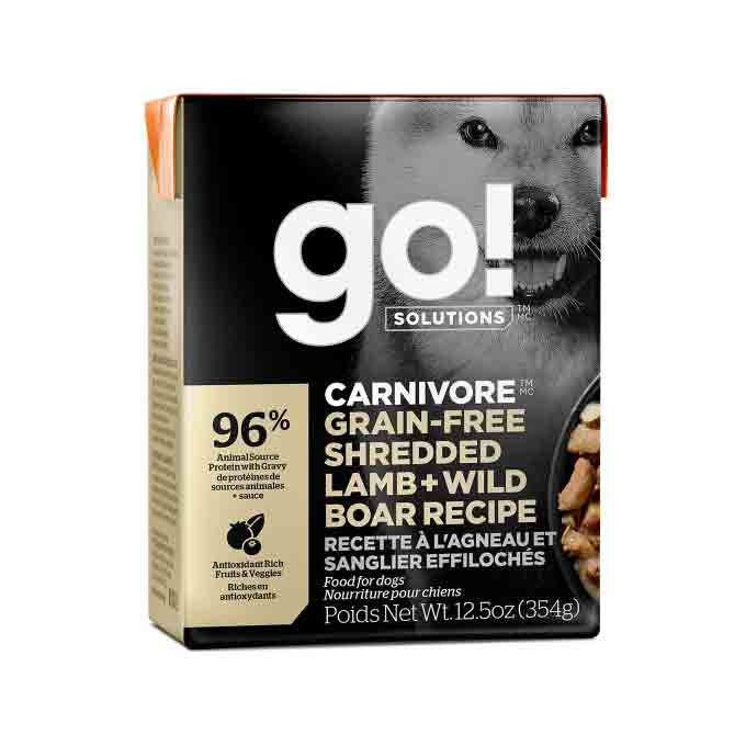 GO! Carnivore Grain-Free Shredded Lamb + Wild Boar Dog Wet Food