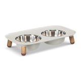 Messy Mutts Elevated Double Feeder with Faux Wooden Legs for Dogs
